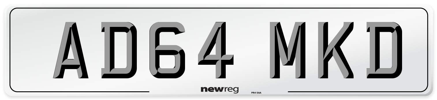 AD64 MKD Number Plate from New Reg